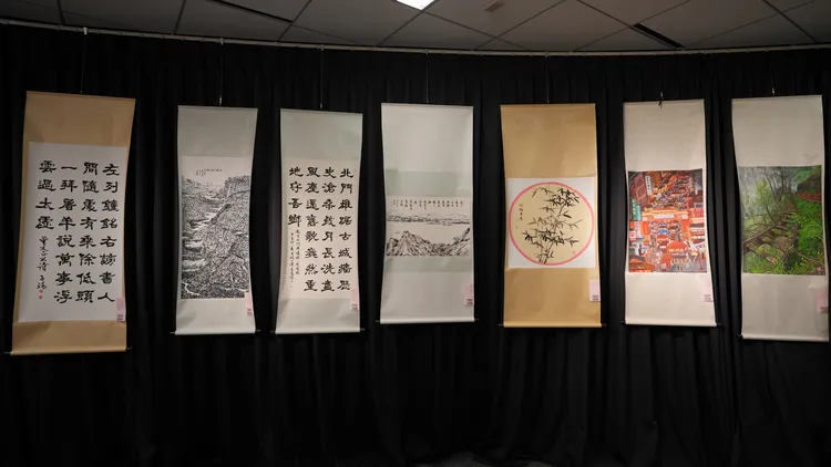 「書法的傳統與科技—e筆暨張炳煌書畫展」展場一隅。文化部提供