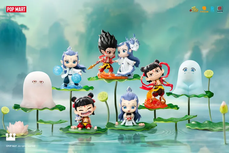 泡泡瑪特出的各款哪吒及敖丙公仔。翻攝泡泡瑪特微博