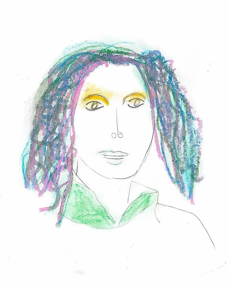 夏綠蒂以彩色鉛筆畫出繽紛的肖像畫。翻攝IG