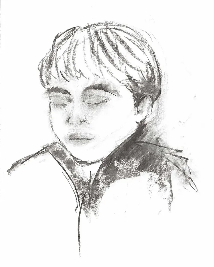 凱特的作品則是用炭筆畫的路易肖像畫。翻攝IG