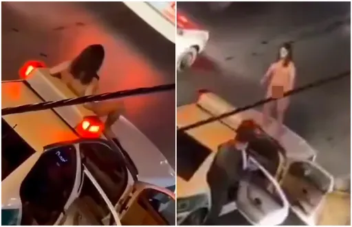 伊朗女子全裸挑釁跳警車 抗議伊斯蘭共和國對女性穿著限制