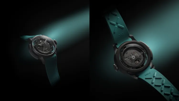 IWC大型飛行員腕錶Shock Absorber XPL Toto Wolff x Mercedes-AMG馬石油F1車隊特別版，44mm，瓷化鈦金屬錶殼，黑色錶盤，整合式綠色橡膠錶帶，IWC萬國錶自製32101自動上鍊機芯，動力儲存120小時，防水深度100米，限量100只。品牌提供