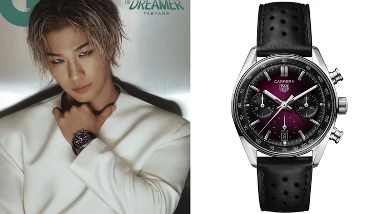 泰格豪牙Carrera計時腕錶黑曜紫款，21萬8700元。品牌提供