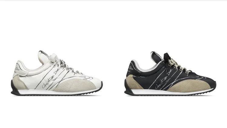 DIOR D-Sketch白色/黑色科技布料拼接小牛皮運動鞋，各3萬5000元。品牌提供