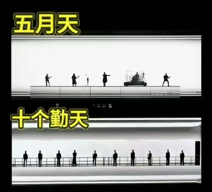 網友製作五月天與十個勤天演唱會對比圖。翻攝Real皮皮王微博