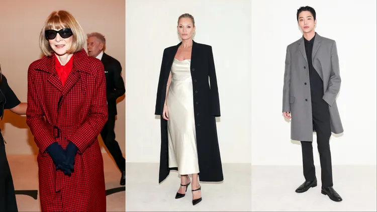 安娜溫圖（左起）、凱特摩斯、路雲皆為Calvin Klein時裝秀的座上賓。品牌提供