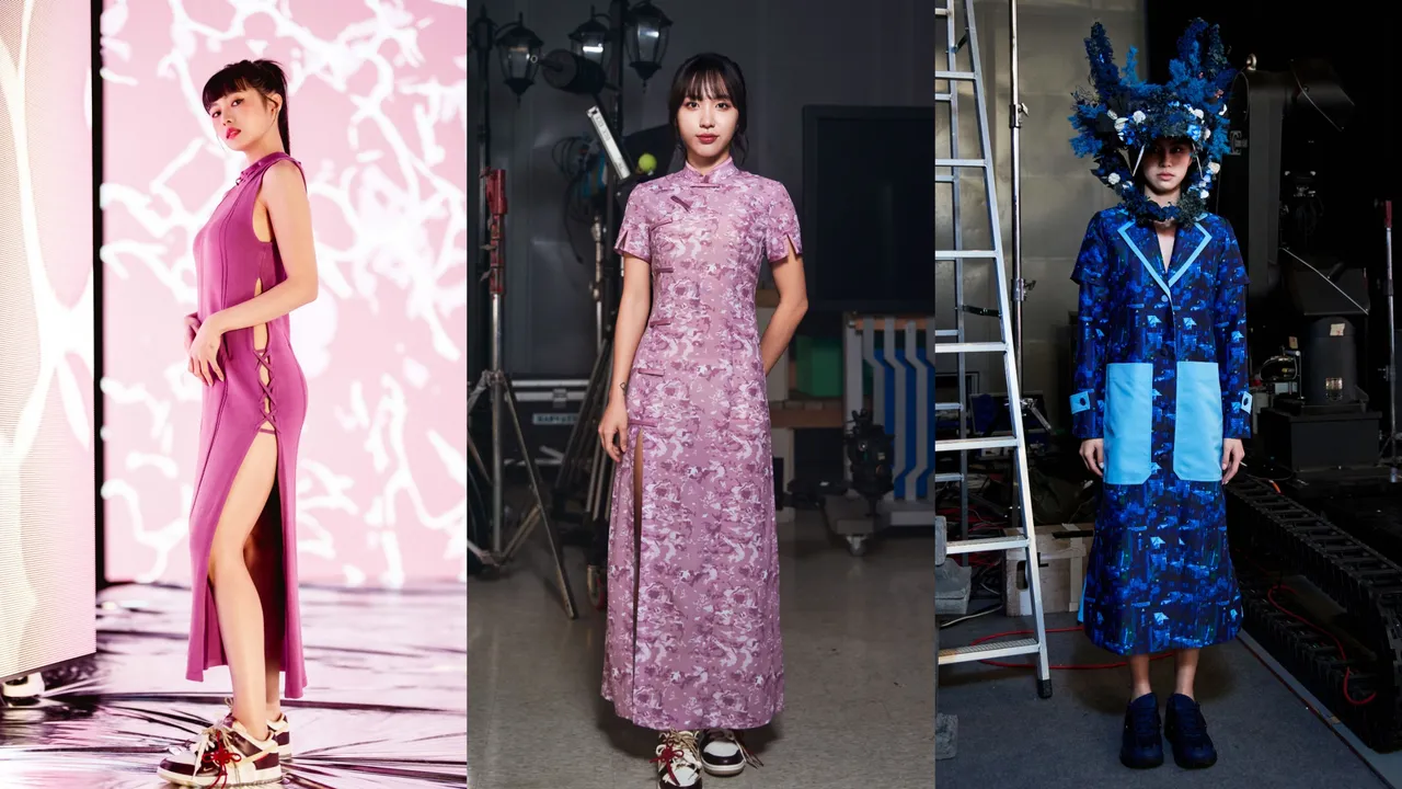 簡廷芮（左）、啦啦隊「哈妮女神」朴恩惠（中）成為APUJAN模特兒。品牌提供