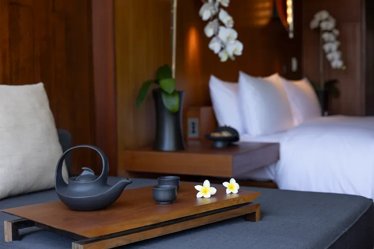 涵碧樓湖景套房的陽台可享受私人的日月潭湖景而不被打擾。業者提供