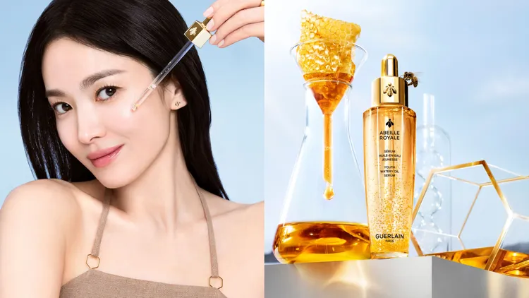 宋慧喬近期保養愛用嬌蘭皇家蜂王乳平衡油精華新品。品牌提供