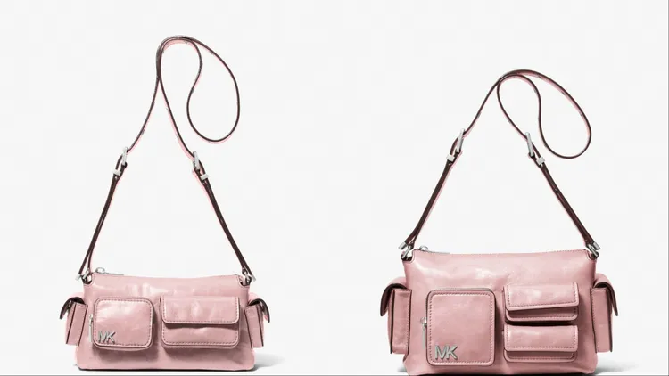 MICHAEL KORS DAKOTA煙燻玫瑰粉小型肩背提包（左）1萬3200元、DAKOTA煙燻玫瑰粉肩背提包（右）1萬7200元。品牌提供