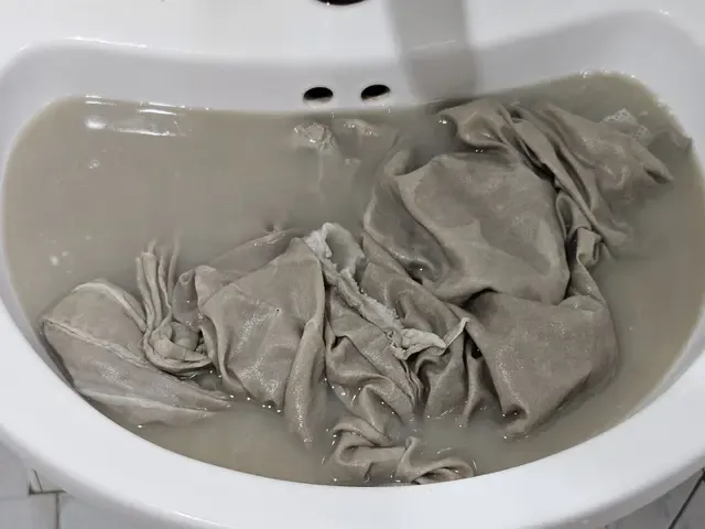 網友將6年沒洗的小被子泡水清洗，竟發現水變得相當污濁。翻攝Dcard