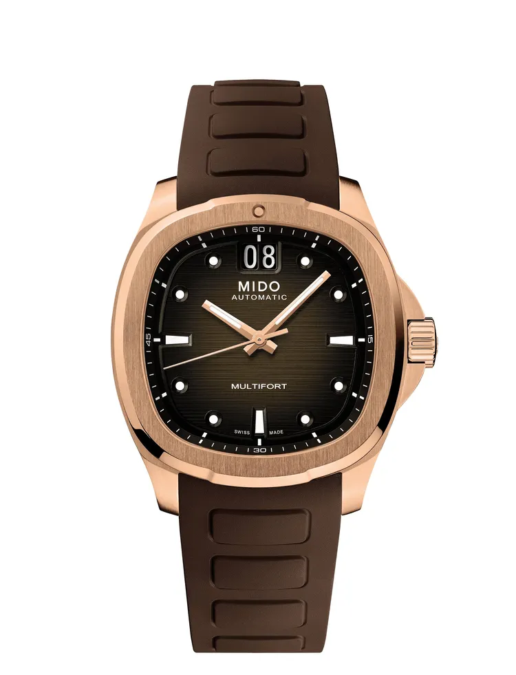 MIDO Multifort TV Big Date 先鋒系列 TV 大日期窗腕錶，4萬100元。品牌提供