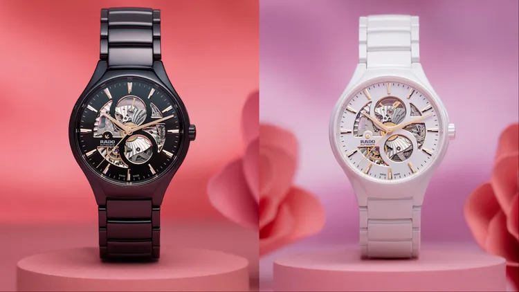 RADO瑞士雷達表True真我系列高科技陶瓷開芯腕錶，各8萬1000元。品牌提供