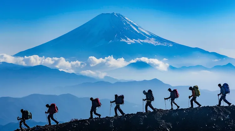 雄獅積極推廣運動旅遊，2024年富士山登山團人數逾1200人。業者提供