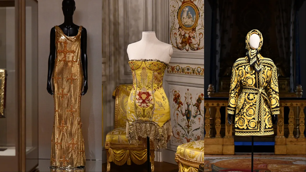 Versace在羅浮宮展出3件經典設計。品牌提供
