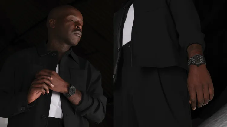 42mm的AIKON陶瓷自動腕錶將黑色噴砂陶瓷錶殼配上黑色啞光巴黎鉚釘飾紋錶盤。品牌提供