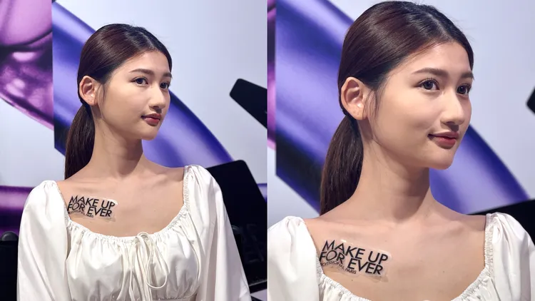 Model示範MAKE UP FOR EVER升級版Ultra HD明星蜜粉系列。張家玲攝