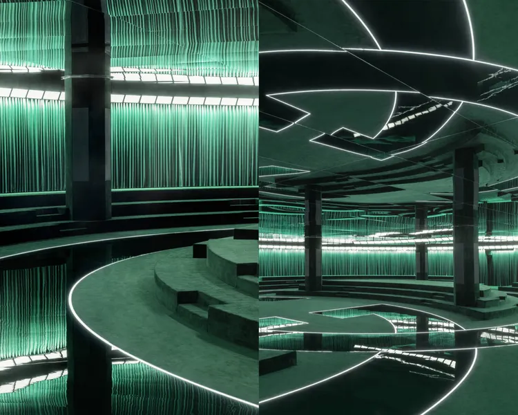 秀場呈現華麗的綠色調。品牌提供