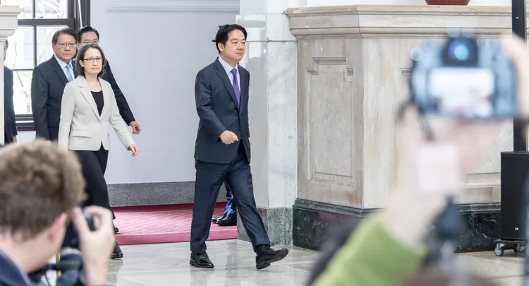 賴清德在國安高層會議會後召開記者會。總統府提供