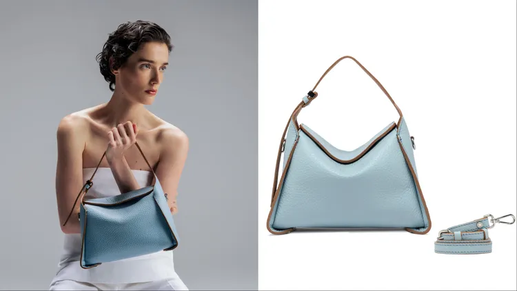 Penelope皮革手提包擁有折紙般的箱型結構，1萬4800元。品牌提供