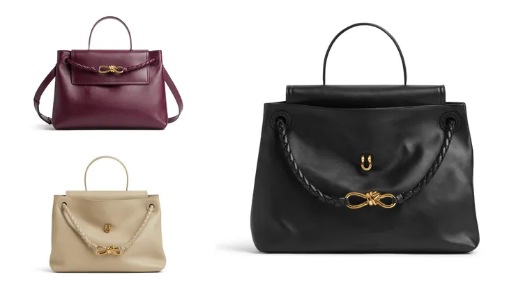 Bottega Veneta Ciao Ciao絲滑皮革手提肩背包，各18萬6900元。品牌提供