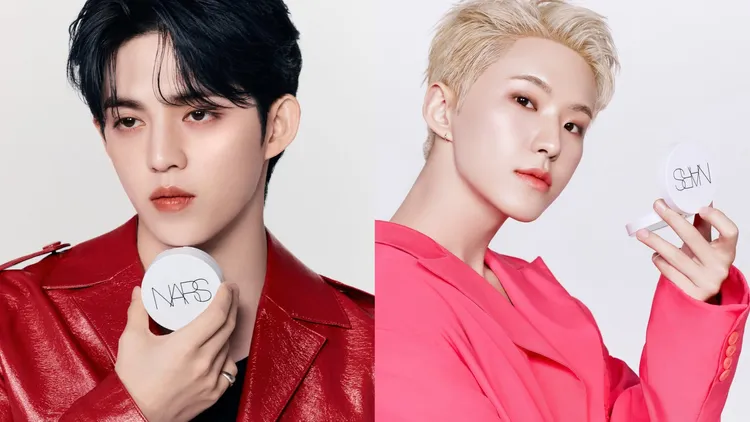 韓團SEVENTEEN隊長S.COUPS（左圖）和成員Hoshi（右圖）都愛NARS全新裸光凝亮水精華氣墊。翻攝narscosmeticskorea IG