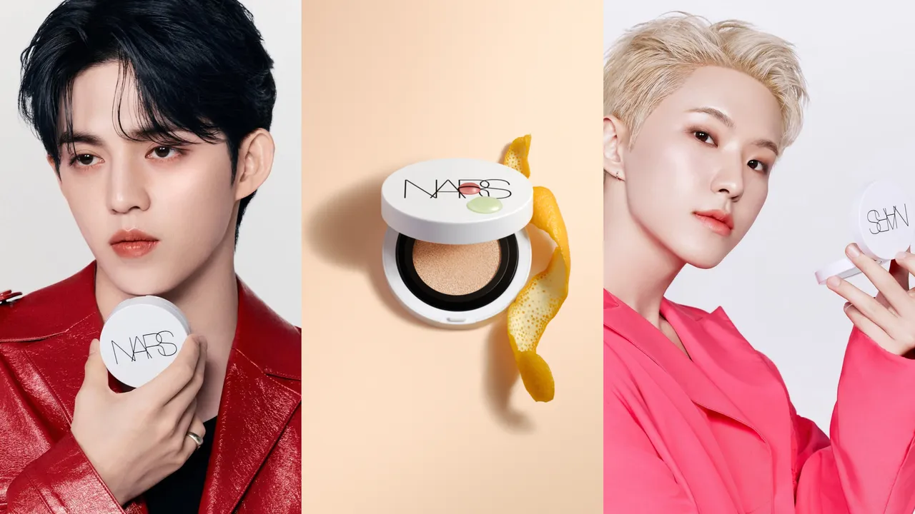 NARS推出全新「小光圈氣墊」裸光凝亮水精華氣墊，韓團SEVENTEEN隊長S.COUPS（左圖）和成員Hoshi（右圖）都愛上。品牌提供、翻攝narscosmeticskorea IG