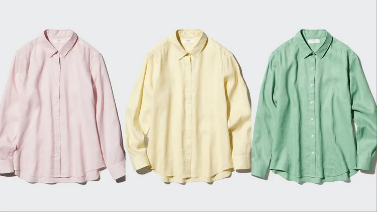 UNIQLO女裝特級亞麻襯衫，各1290元。品牌提供