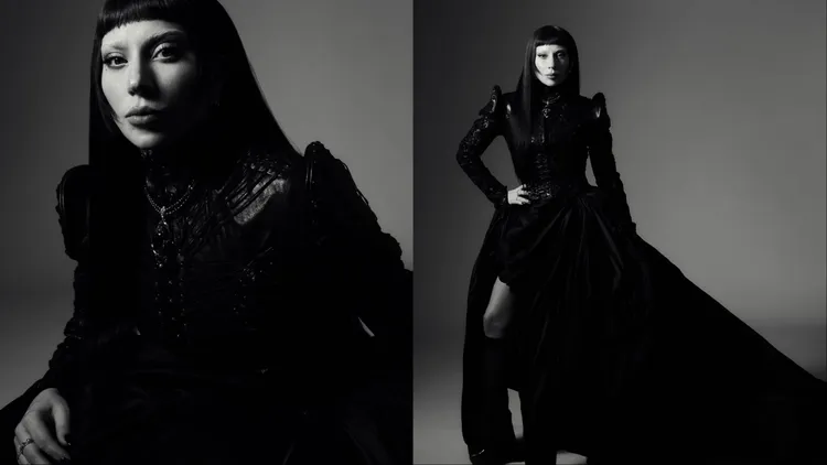 Lady Gaga頂著眉上齊瀏海、淡眉妝容，讓整體造型更加有怪誕氣息。翻攝Lady Gaga IG