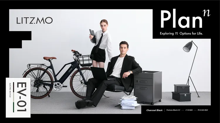 LITZMO EV-01 E-Bike靜謐黑（Charcoal Black），定價68,000元。業者提供