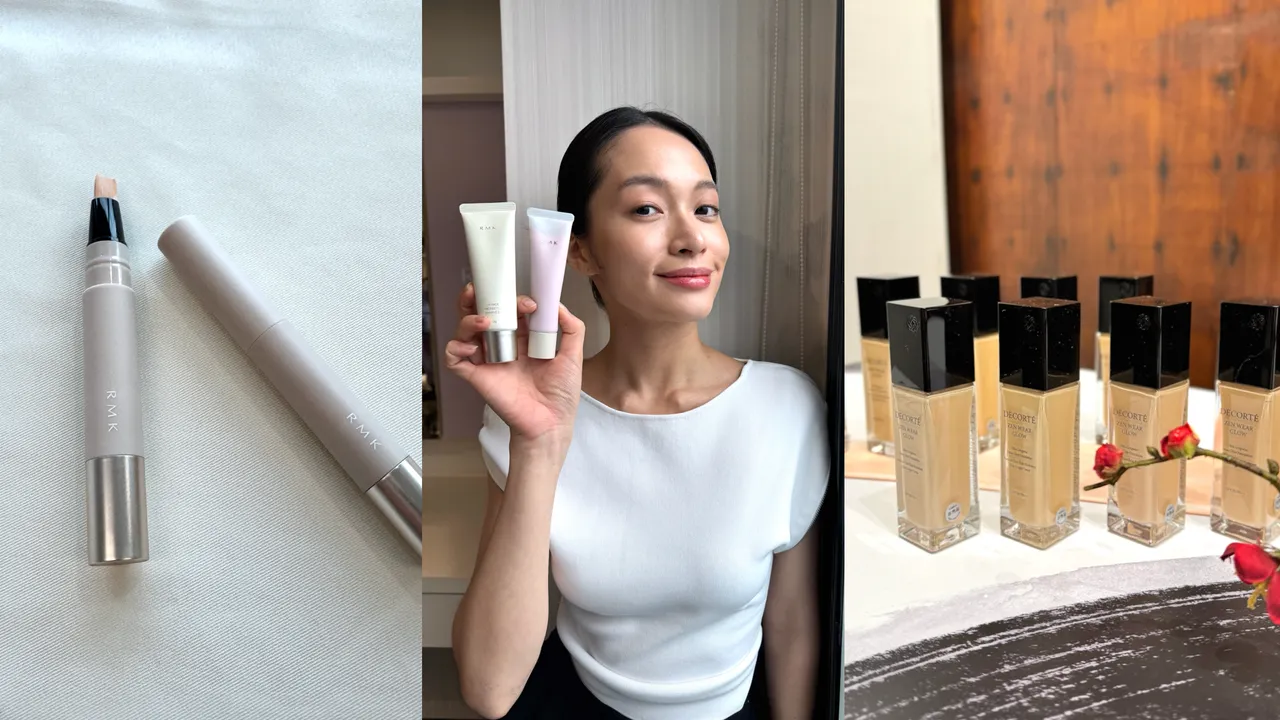 RMK（左圖和中圖）、黛珂（右圖）2日系品牌，近日都以「光」為主角，帶來遮瑕、隔離霜、粉底液等底妝新品。張家玲攝