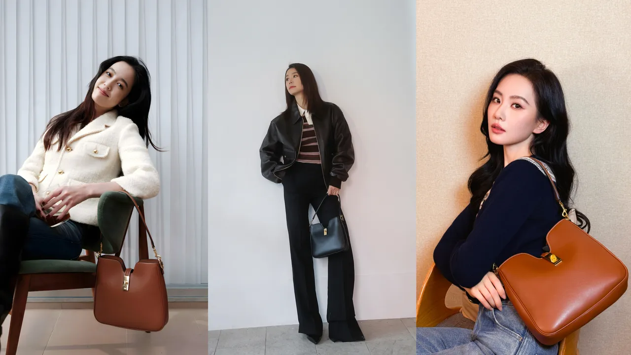 陳庭妮（左起）、林心如、劉詩詩背上CELINE全新Camille 16 Soft手袋。品牌提供