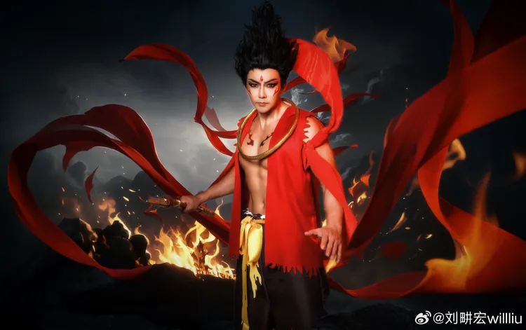 劉畊宏模仿哪吒造型，帶大家跳操。翻攝劉畊宏微博