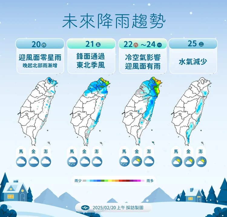 未來降雨預報。氣象署提供