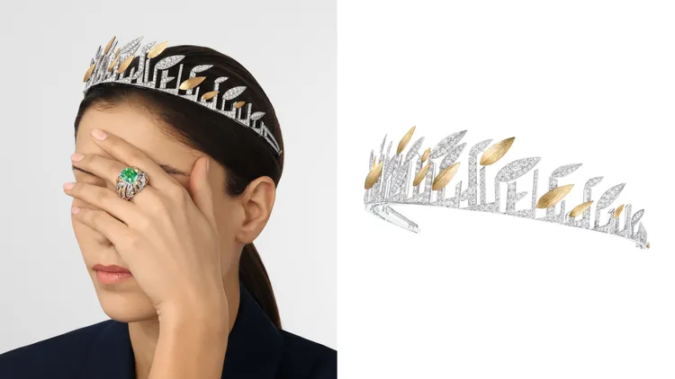 CHAUMET Bamboo 18K白金及黃金冠冕。品牌提供