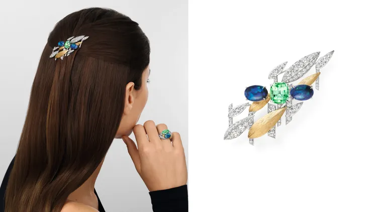 CHAUMET Bamboo 18K白金、黃金及鉑金可轉換式胸針。品牌提供