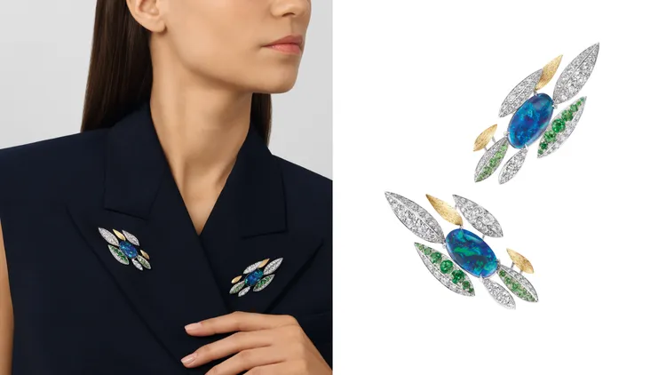 CHAUMET Bamboo 18K白金、黃金和鉑金胸針。品牌提供