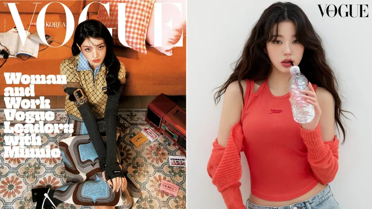 「(G)I-DLE」Minnie（左起）、「IVE」張員瑛拍攝《VOGUE》封面照。翻攝voguekorea IG