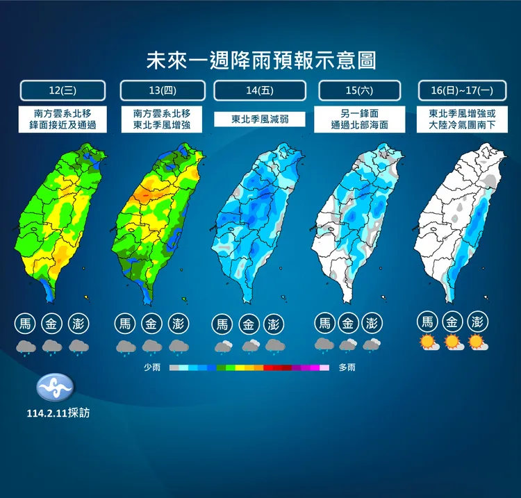 未來降雨預報。氣象署提供
