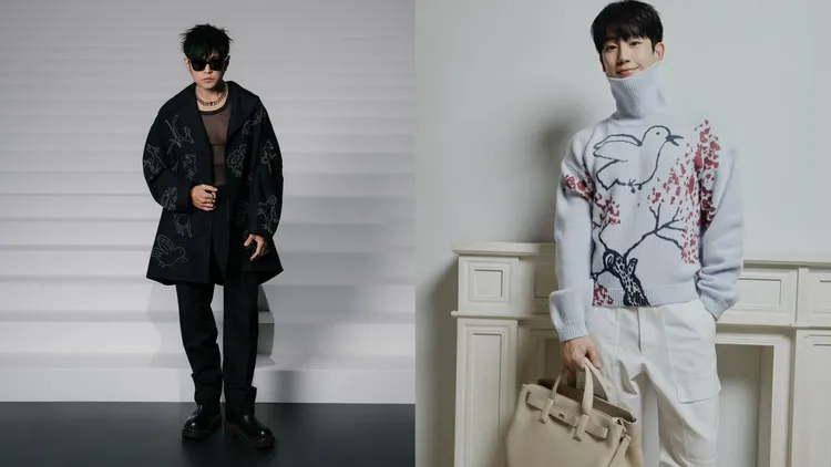 周杰倫（左圖）、丁海寅身著DIOR 2025春夏男裝。品牌提供