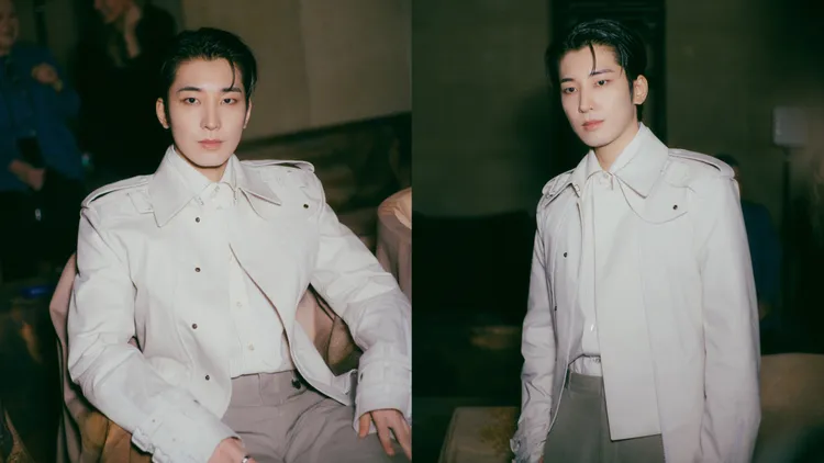 圓佑以白馬王子造型欣賞BURBERRY秋冬大秀。品牌提供