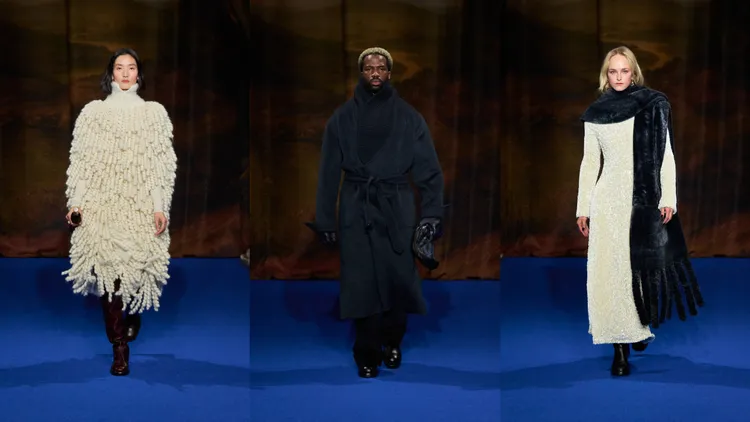 BURBERRY 2025冬季系列將地毯面料運用到大衣之中。品牌提供