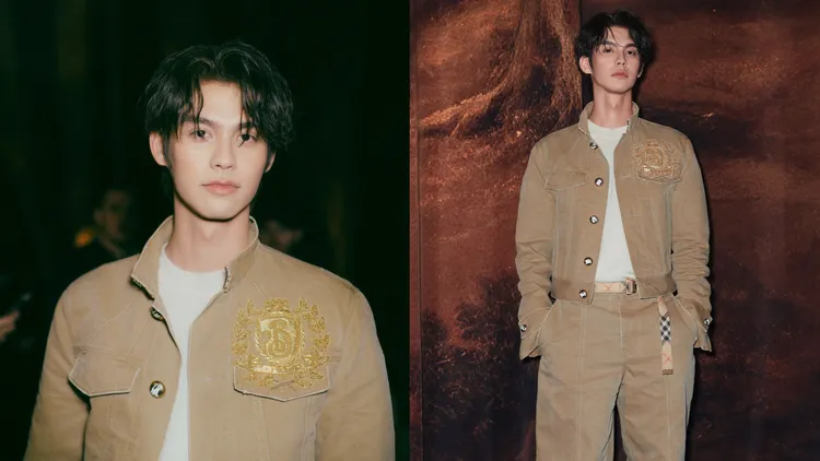 人氣泰星Bright Vachirawit以卡其色夾克配上長褲，照樣帥翻。品牌提供