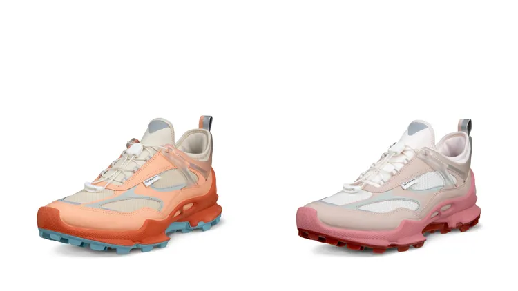 「BIOM C-TRAIL 健步C-蹤跡」運動女鞋珊瑚橘色（左）、裸粉磚紅色（右），各9980元。品牌提供