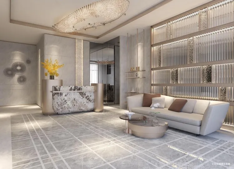 中研硯挑高迎賓大廳3D示意圖