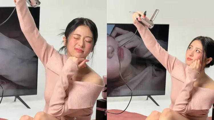 韓國女團LE SSERAFIM成員許允真近日的腮紅妝，也走水光質感。翻攝jenaissante IG