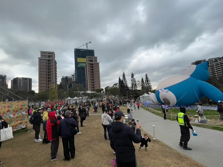 卡比獸充氣後復展。桃園市府提供