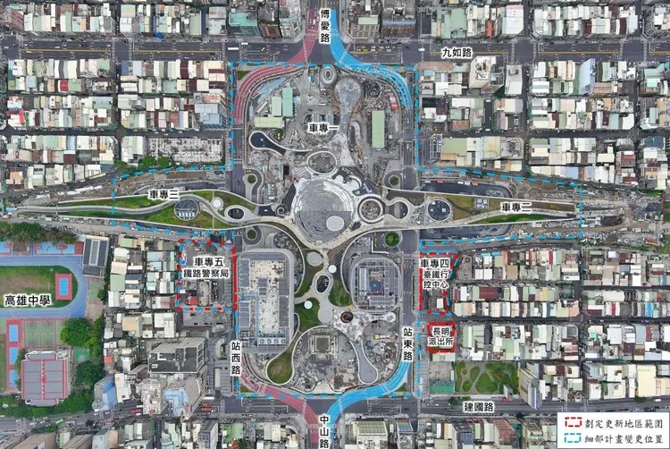 高雄車站周邊將進入大都更時代，未來亦有高鐵進站利多。高市府提供