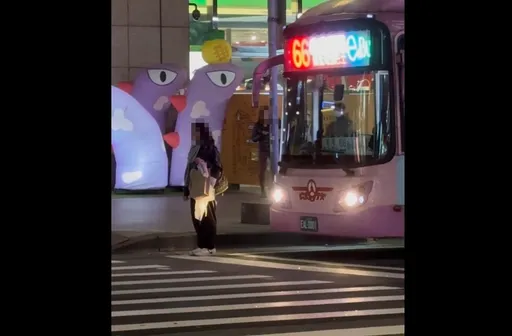 霸王行人最高境界!北市詭異女悠哉走車道 公車狂按喇叭她不動如山