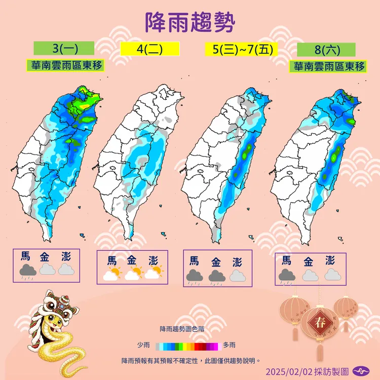 未來降雨預報。氣象署提供